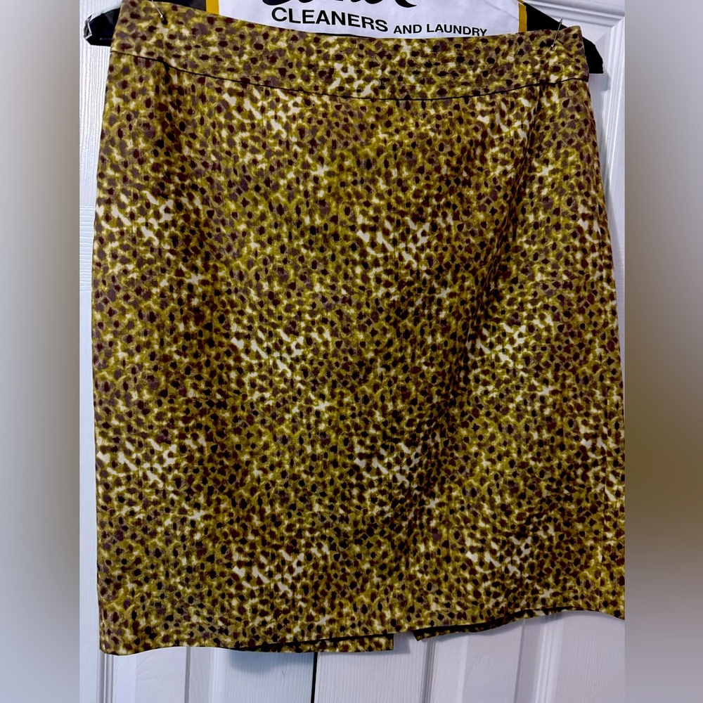 LOFT silk blend green print skirt